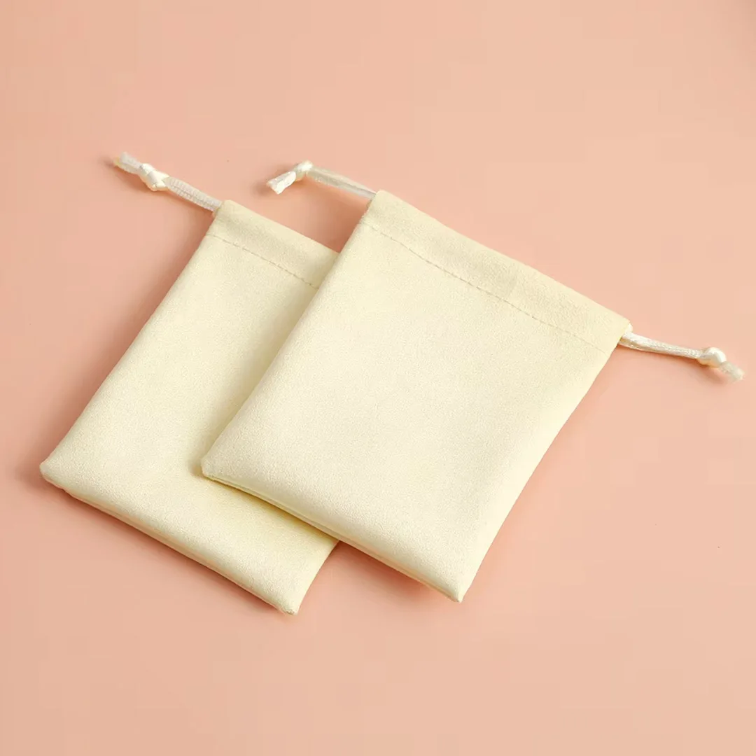 

50Pcs Can Print Logo Yellow Drawstring Gift Bags Velvet Jewelry Packaging Bags Pouches Small Chic Wedding Favor Bags Custom Name