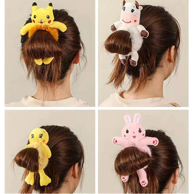 Cute Girl Hair Loop Cute Frog Panda Animal Plush Rubber Band Girl's ponytail Hair Band Elastic Hair Loop Headwear