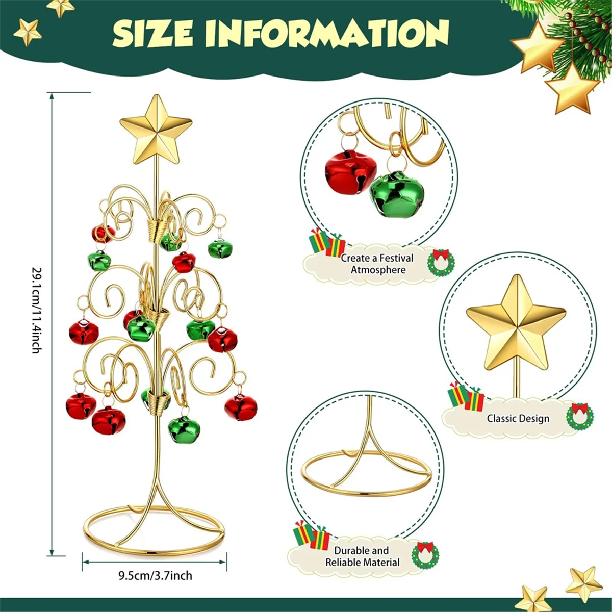 2PCS Ornament Display Tree Tabletop Metal Holder Hanger Wire Hook Ornament Stand Metal Christmas Tree Ornament Holder