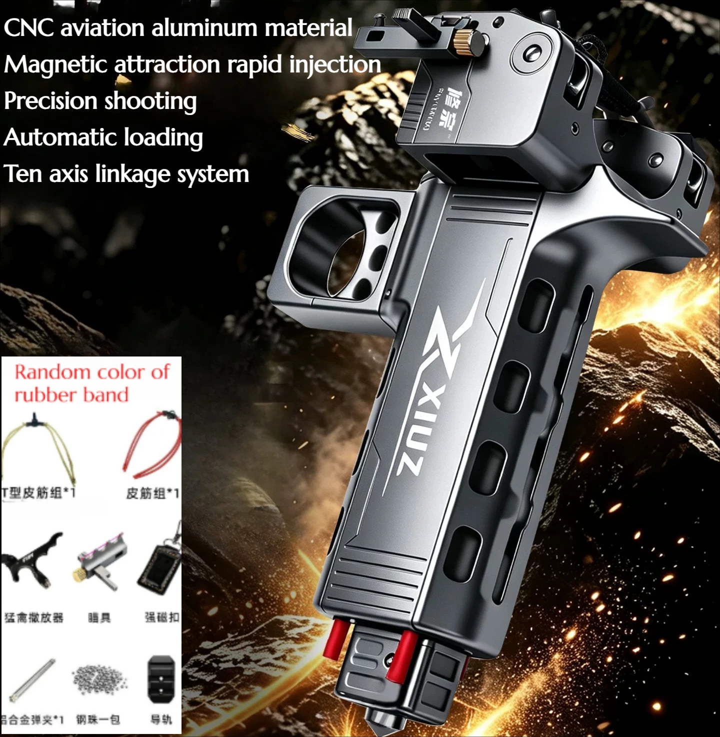NEW Outdoor Automatic Loading Rapid Fire Slingshot High-precision Portable Hunting Tool Set