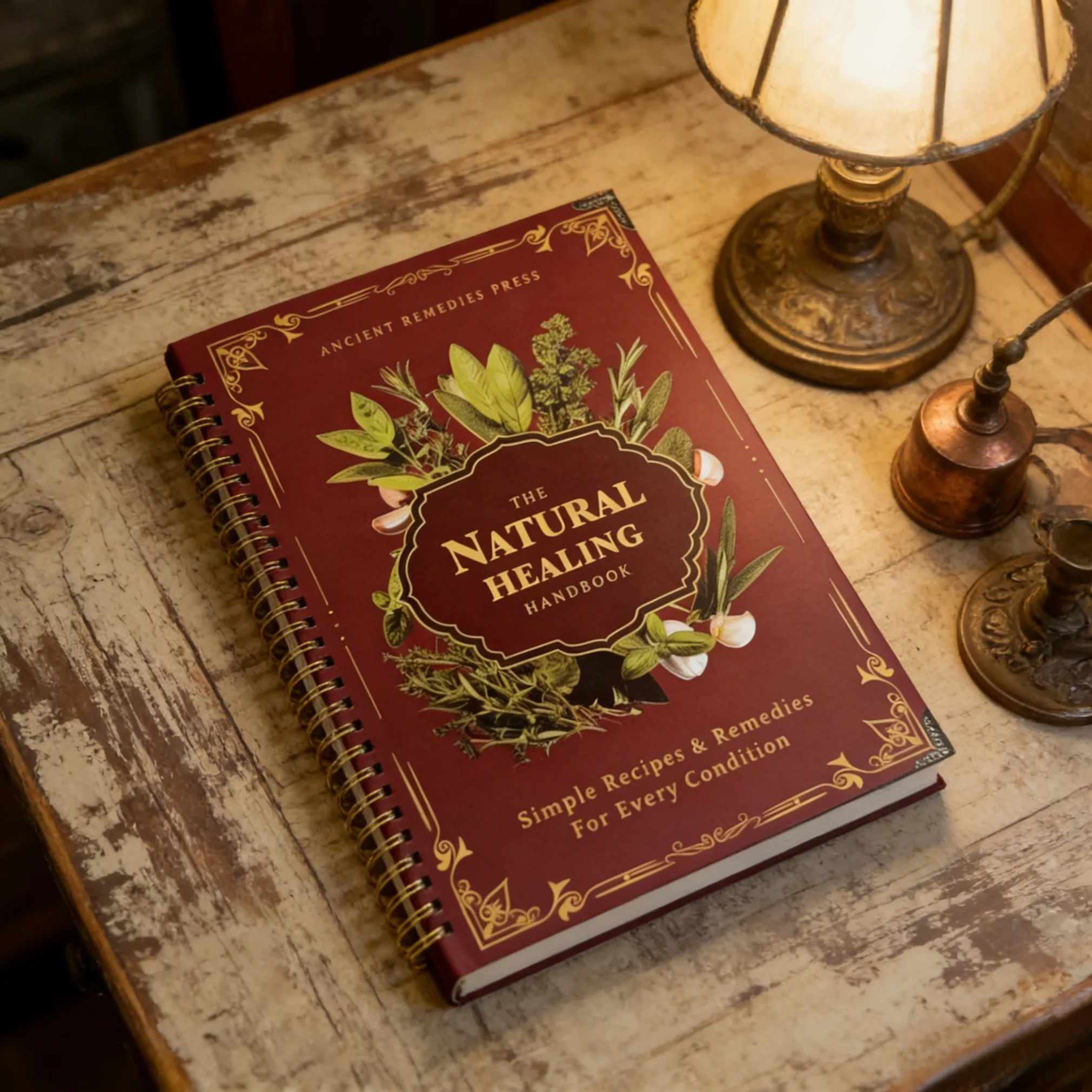 

26Natural Healing Guide Spiral Bound Herbal Book with Step-by-Step Recipes for Heart Health Blood Pressure and Focus Enhancement