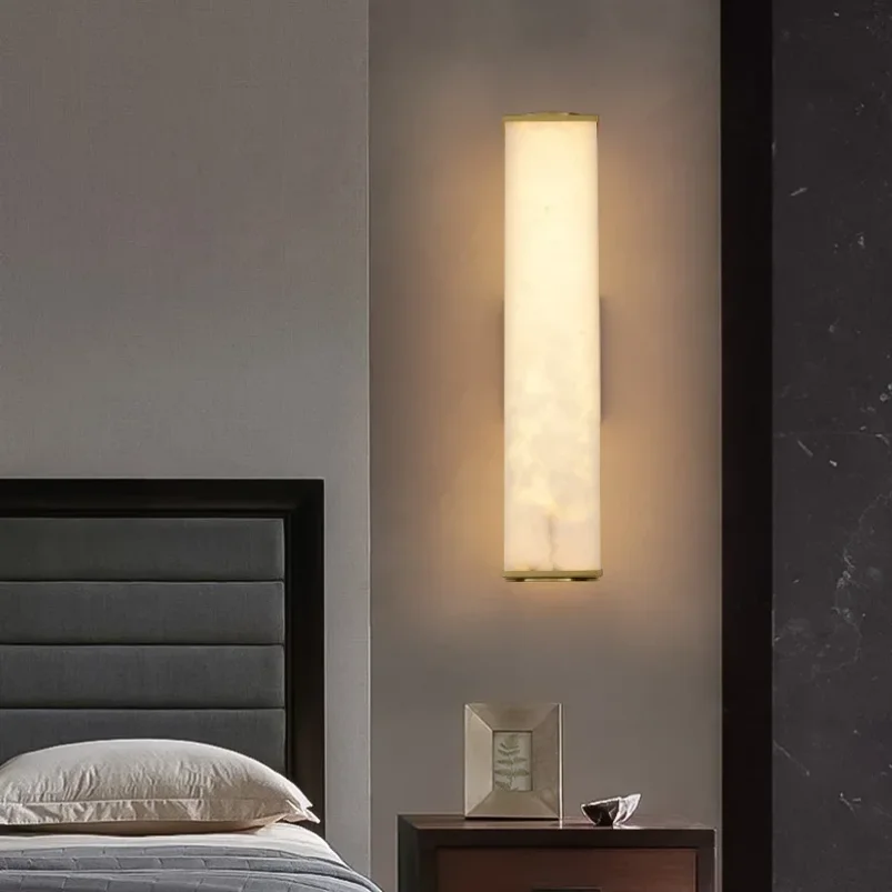 Nordic Moderne Natürliche Marmor Wand Lampe Schlafzimmer Wohnzimmer Hintergrund Wand Hotel Nacht Luxus Kupfer Indoor Hause Decor Glanz