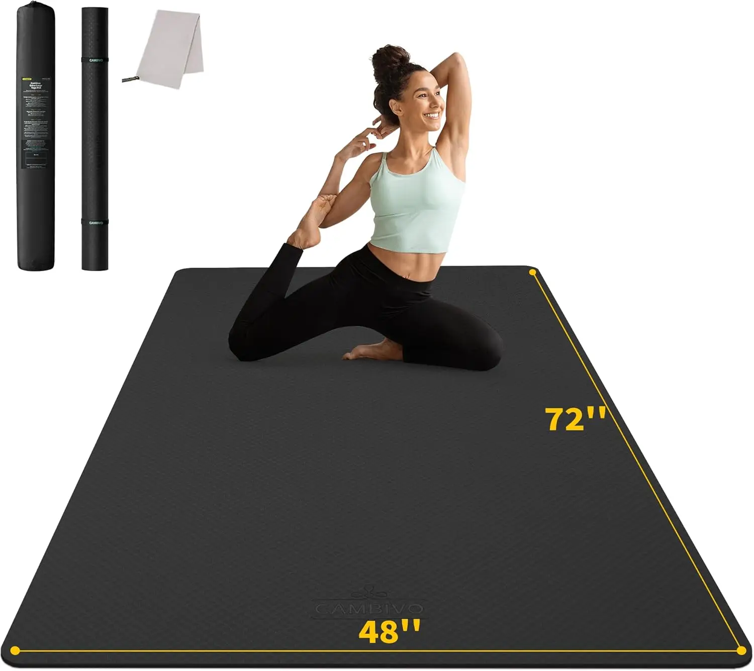 

(6'x 4'), Extra Wide Workout Mat For Men And Women, 0.24''/0.32''/0.4''/0.48'' Thick Exercise Fitness TPE