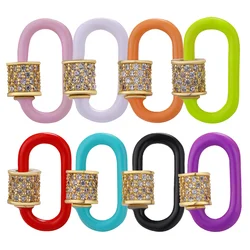 Juya Handicraft Accessories Supplies Handmade Enamel Oval Fastener Lock Carabiner Screw Clasps For DIY Mesh Chain Jewelry Making