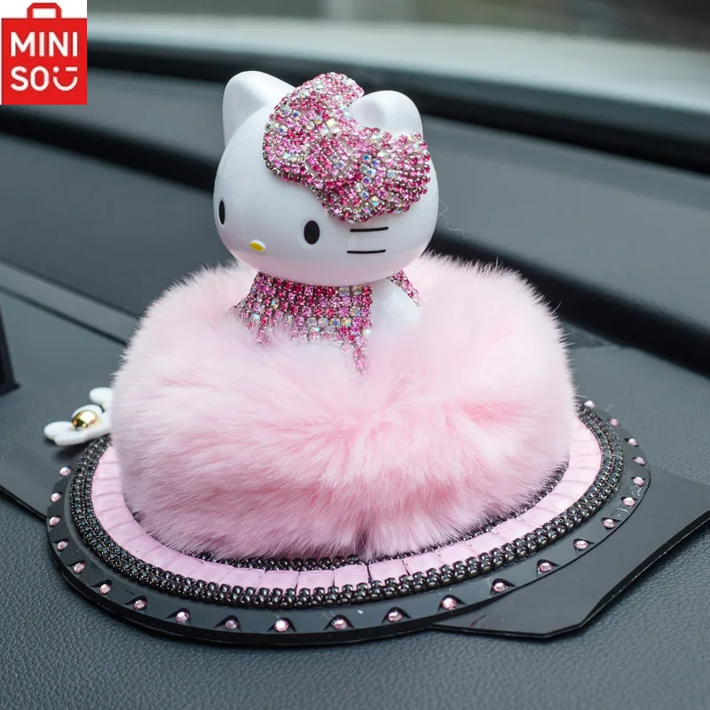 HelloKitty Car Perfume Dashboard Ornaments Car Seat Type Plush Diamond Perfume Bottle Flower Cute Ladies Decoration Gift