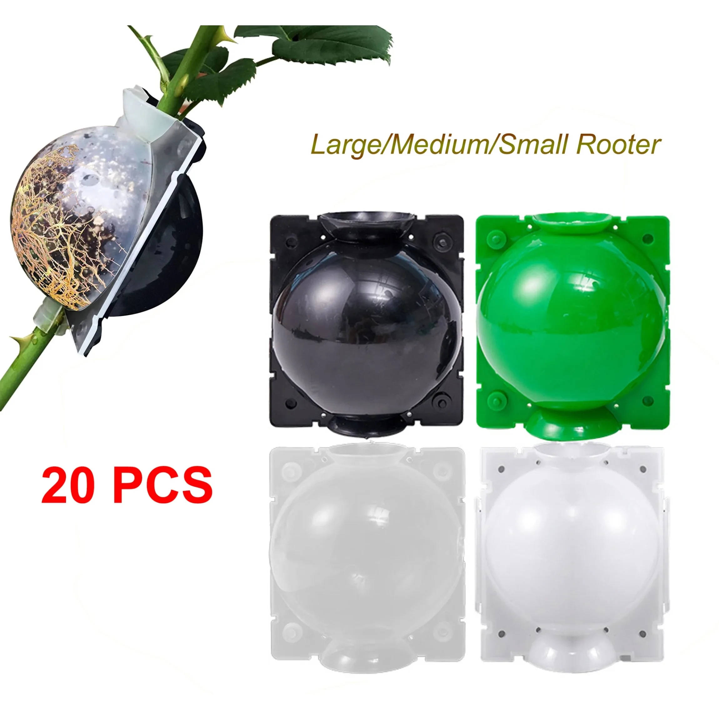 20 PCS Air Layering Propagation Reusable Half Transparent Grafting Ball Plant Rooting Grafting Box for Fast Propagation Plants