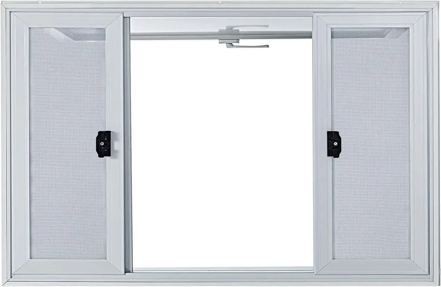 Concession Window 60 x 36 inch, Aluminum Alloy Food Truck Service Window with 4 Horizontal Sliding Screen Windows & Awning