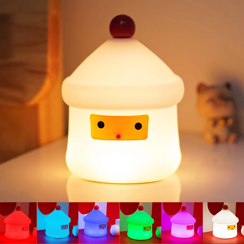 Christmas House Silicone Nightlight Creative Gift LED Light USB Charging Infinite Dimming Pat with Sleeping Light