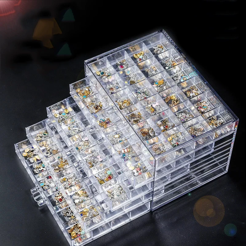 Nail art accessory storage box 120-grid accessory box 5-layer rhinestone box jewelry storage drawer box transparent jewelry box