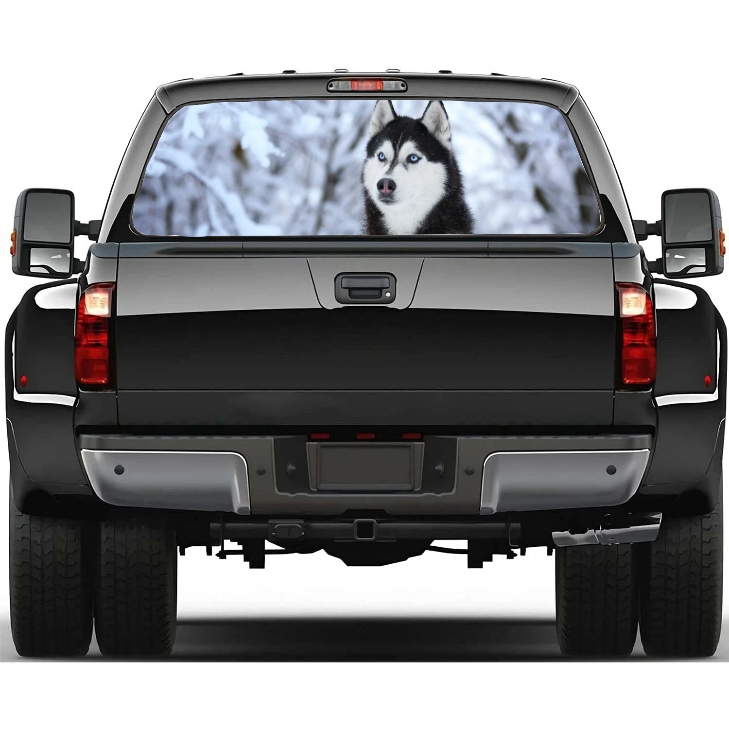 Animal Husky Dog Printing Rear Window Stickers Windshield Decal Steed Truck Rear Window Decal Tint Perforated Vinyl Graphic