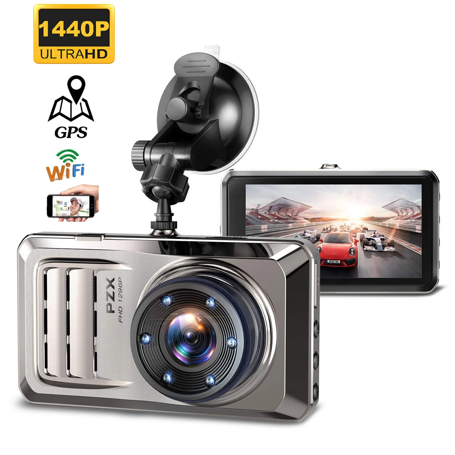 Car DVR WiFi 2K 1440P Dash Cam Rear View Night Vision Car Camera Drive Video Recorder Black Box Auto Dashcam GPS Parking Monitor