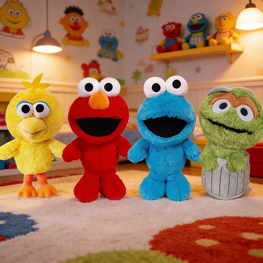 Juguete de peluche para niños, juguete clásico de Barrio Sésamo de 20cm, pájaro grande, Elmo, monstruo de las galletas, muñeco de peluche con licencia oficial, regalo suave