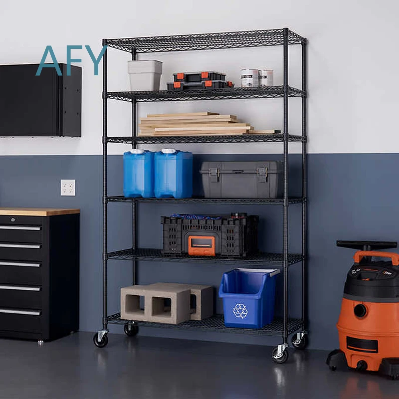 6-Tier Heavy Duty Industrial Metal Storage Unit for Warehouse Pantry Utility Shelving Racks High Capacity Wire Shelving