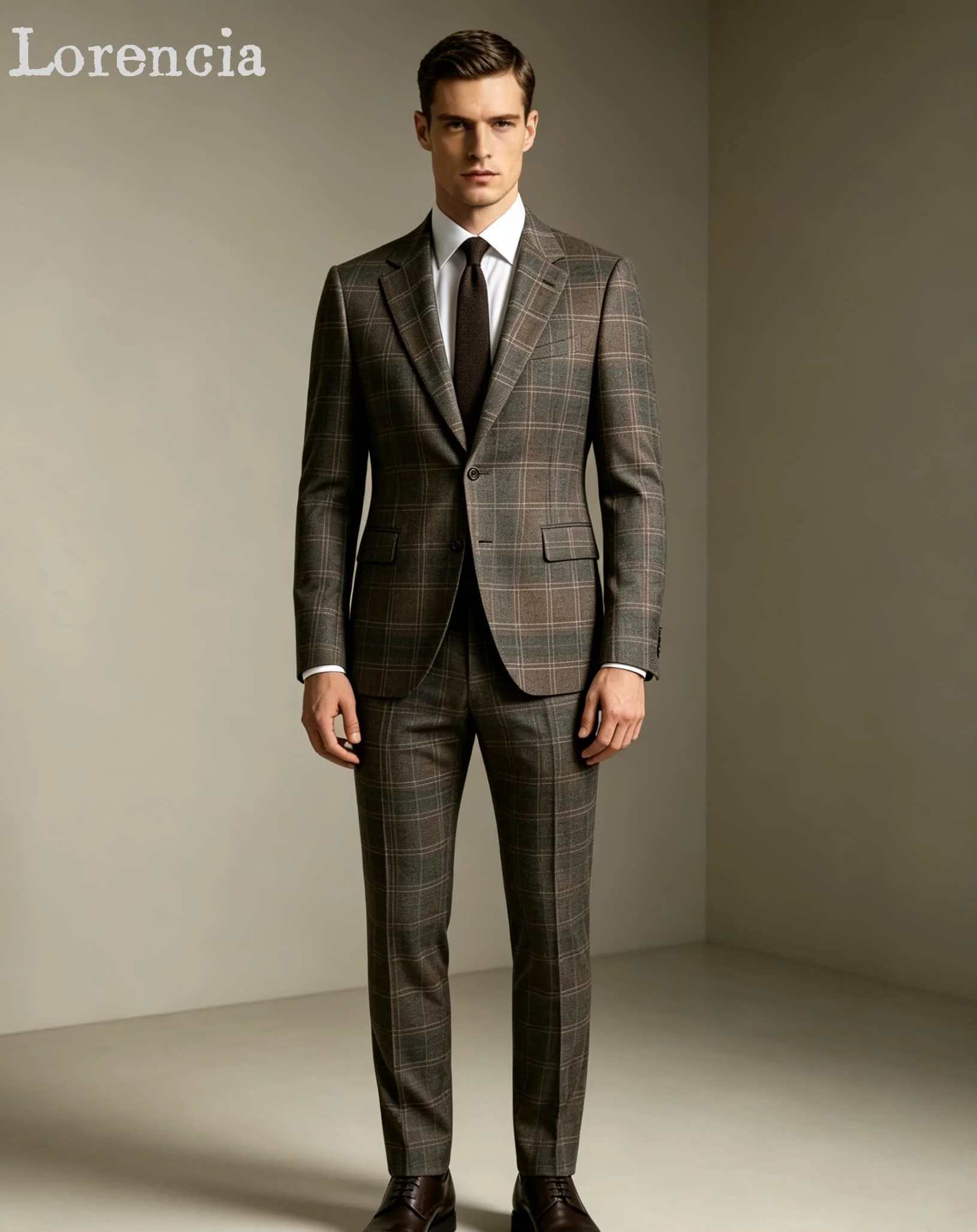 Simple Plaid Men Suits Slim Fit Notch Lapel Groom Wedding Tuxedos 2 Pieces Set Business Male Party Blazer Customized Ropa Hombre