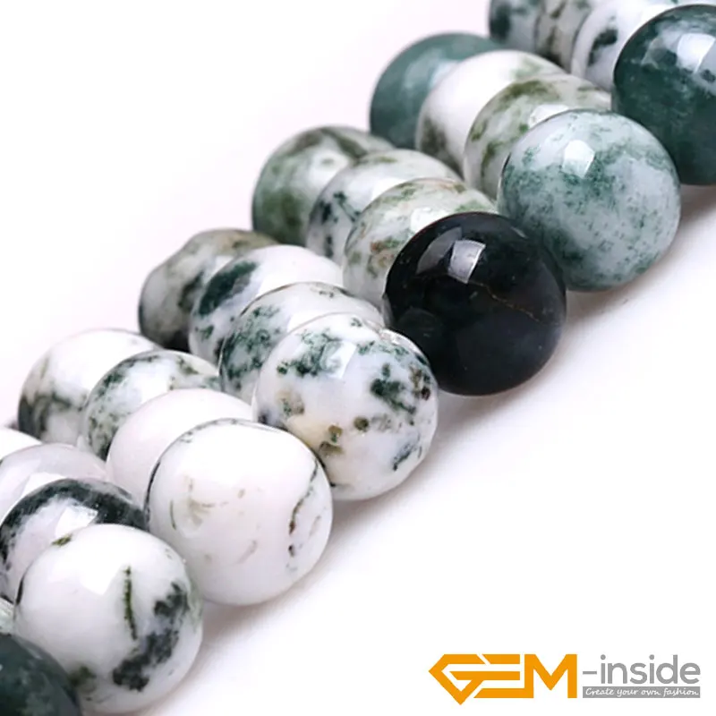 4mm 8mm Round Natural Green Moss Tree Agates Stone Gem Stone Semi Precious Beads DIY Loose Beads For Jewelry Making 15\