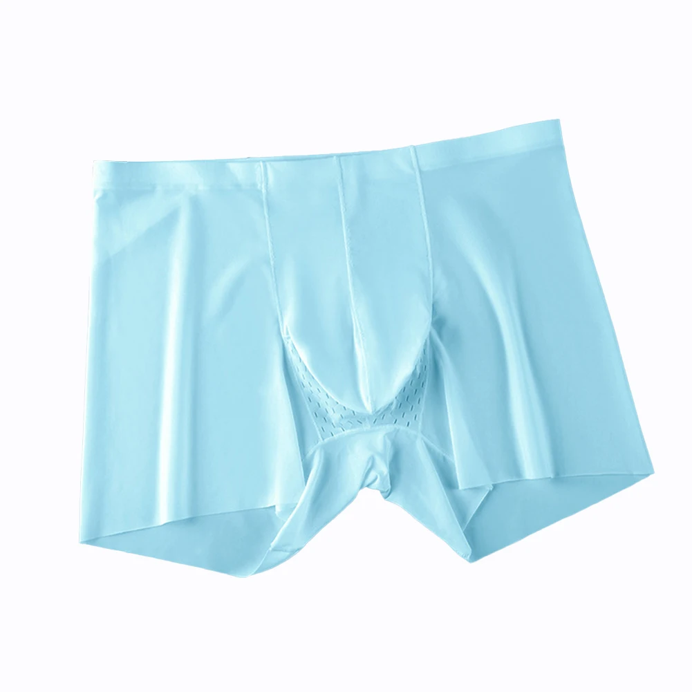 

Sexy Men Ice Silk See Through Boxers Panties Breathable Pouch Bulge Lightweight Underpants Seamless Elastic Male Boxer Shorts