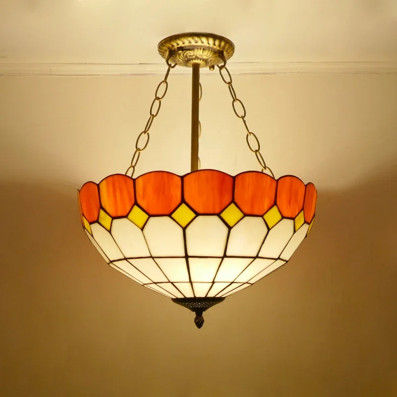 ANITA Tiffany Chandelier Mediterranean Sea Color Glass Pendant Lamp Home Living Room restaurant Bedroom Hotel Corridor