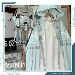 NEW Game Genshin Impact Venti Harajuku Casual Cat Ear Hoodies Tops Student Autumn Winter Hooded Swatshirt Cosplay Costume