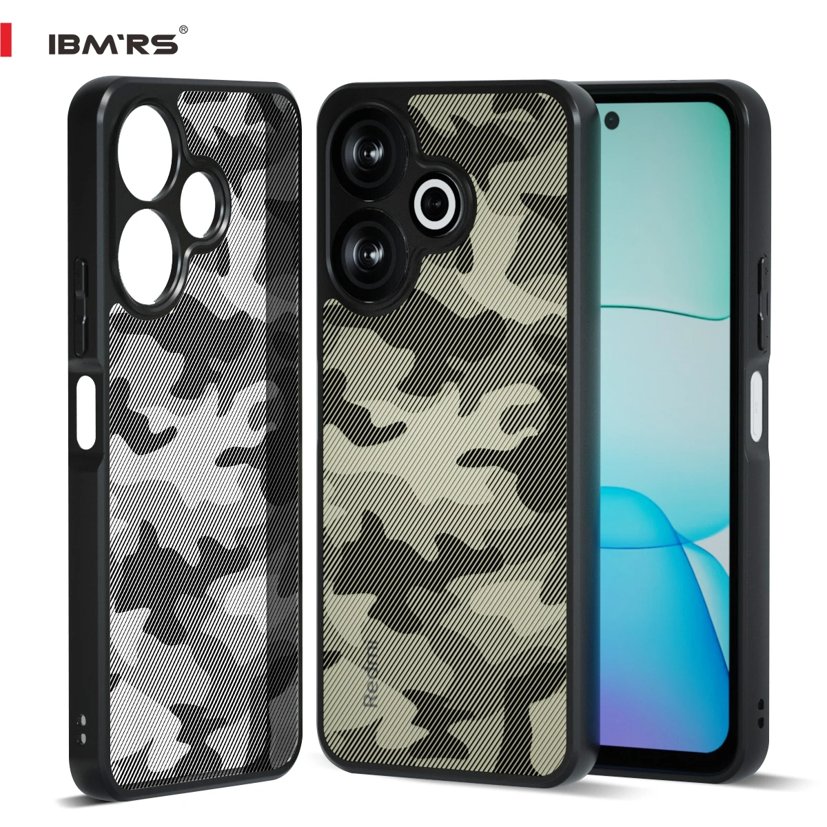 

IBMRS Shock Proof Back Case Mobile Cover for Realme 13 4G/5G | Back Cover Case (Tough Armor | Hybrid PC + TPU | Black Camo)