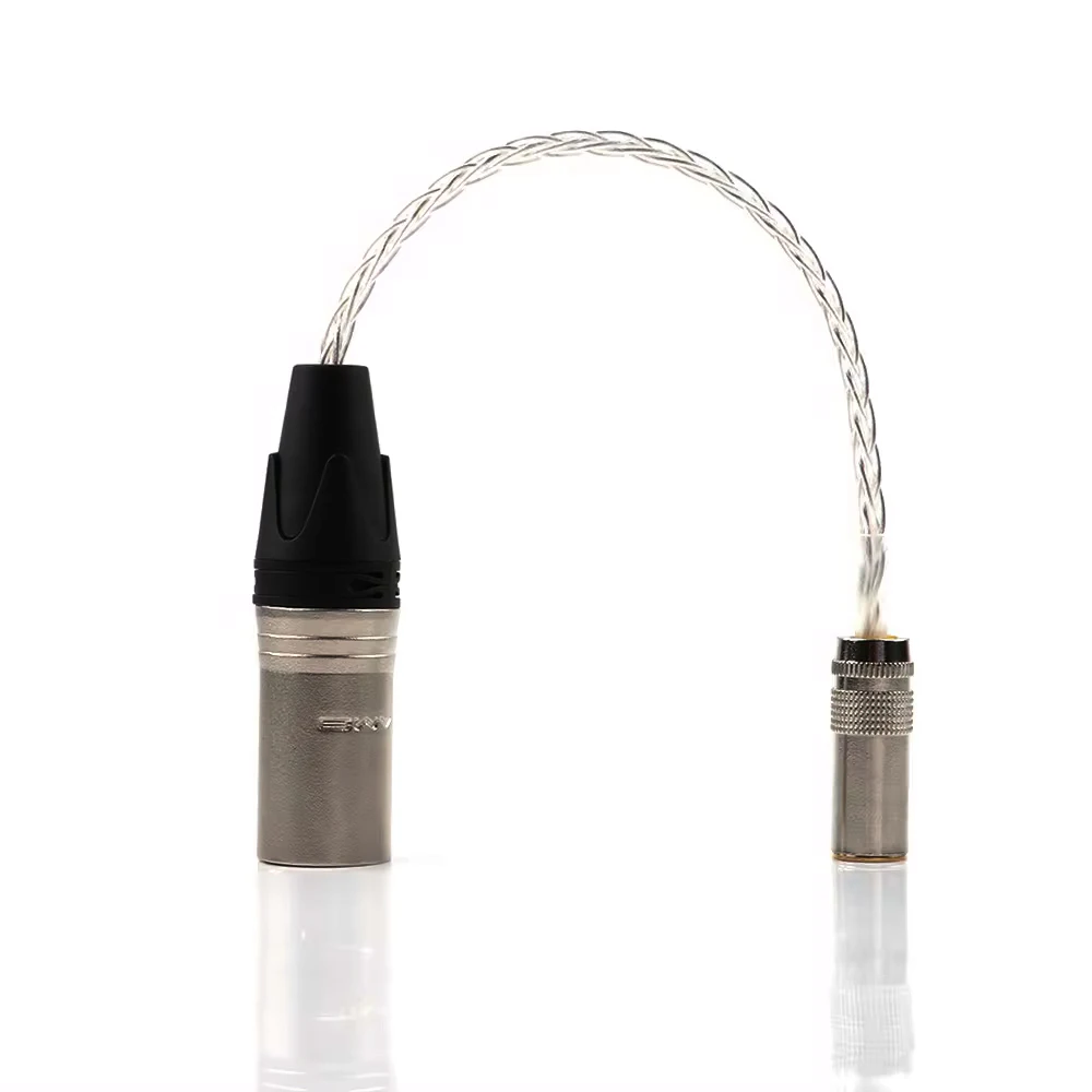 4-контактный сбалансированный XLR штекер на 4,4 мм сбалансированный женский аудиоадаптер с серебряным плетеным кабелем для наушников