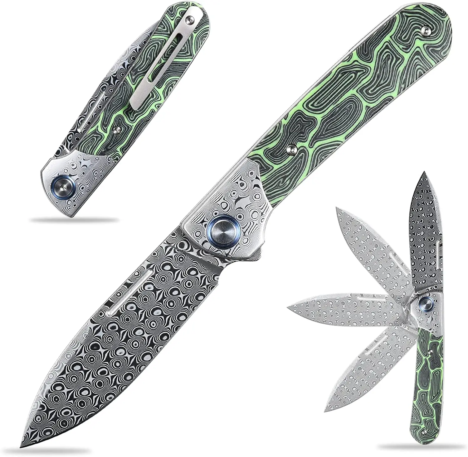 Sitivien ST256 Damascus Steel Blade Folding Knife Colorful G10 Handle EDC Tool Knifes for Working Outdoor Camping Hiking