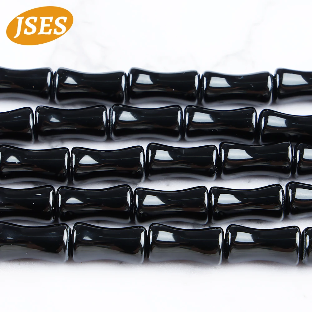 AA Natural Black Agate Bamboo Shape Beads for Jewelry Making 8*15mm Bracelets Necklace Stone Beads DIY Accessories Wholesale