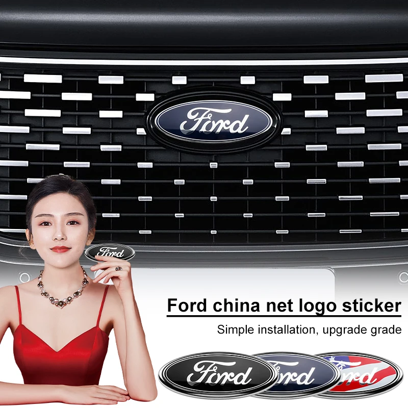 Car Front Grille Emblem Rear Trunk Lid Logo Sticker Decor For Ford Fiesta Focus 2 Mondeo mk4 Mustang Ranger Kuga S-MAX Transit