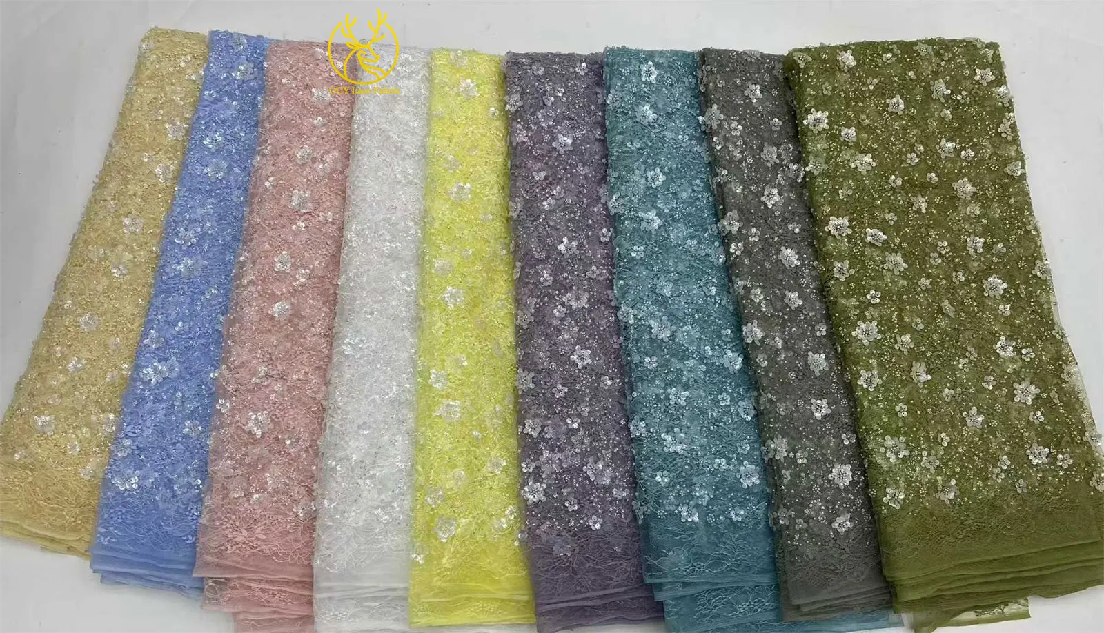 Wunderschöner afrikanischer 3D-Blumen-Pailletten-Spitzenstoff 2026, hochwertige französische nigerianische Perlen-Spitze für Damen-Abendkleider zum Nähen – Detail 3
