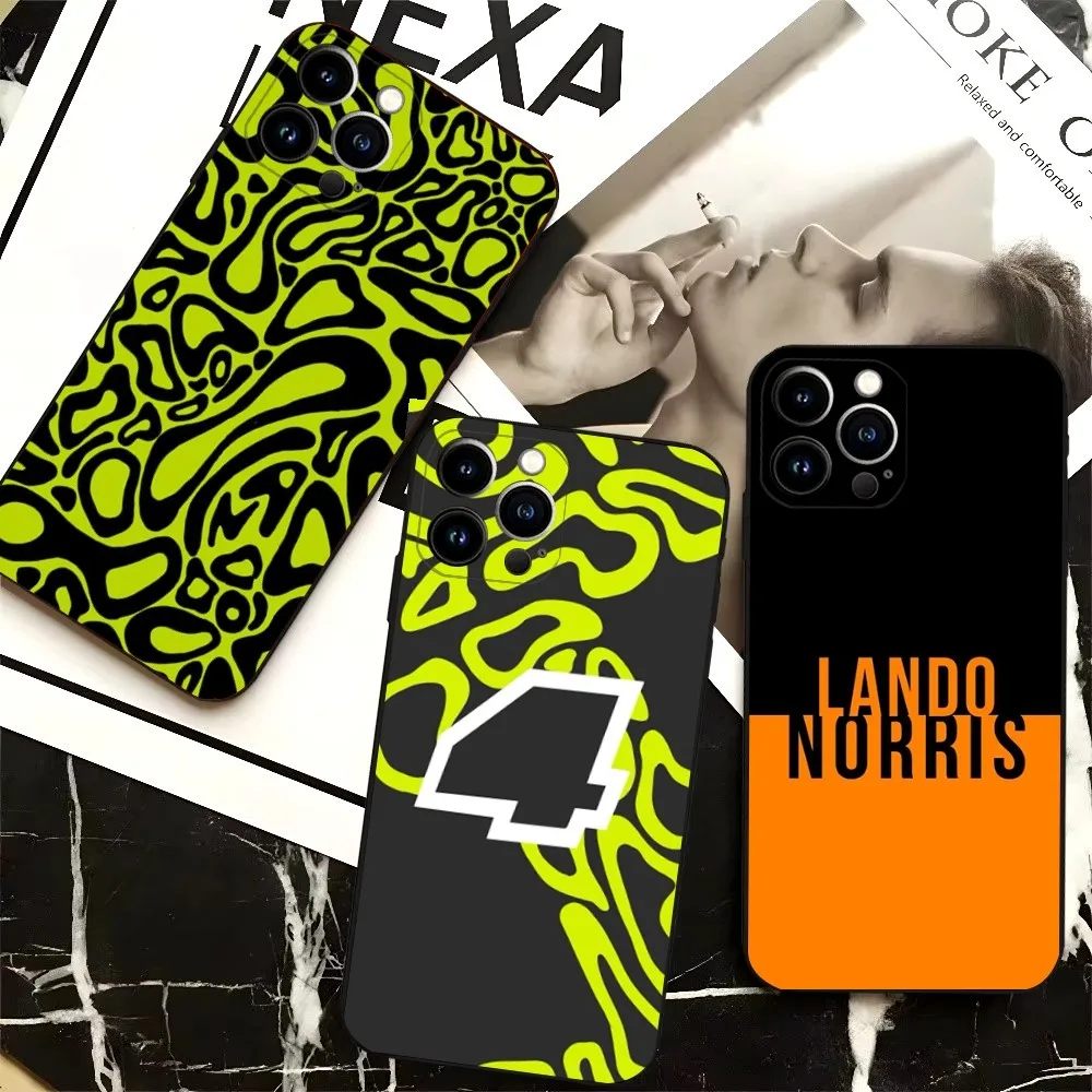 حافظة هاتف Formula 1 L-LandoS N-Norris 2024 لهاتف iPhone 16,15,14,13,12,Pro,Max,11,7,8,Plus,XR,XS Max من السيليكون المقاوم للصدمات