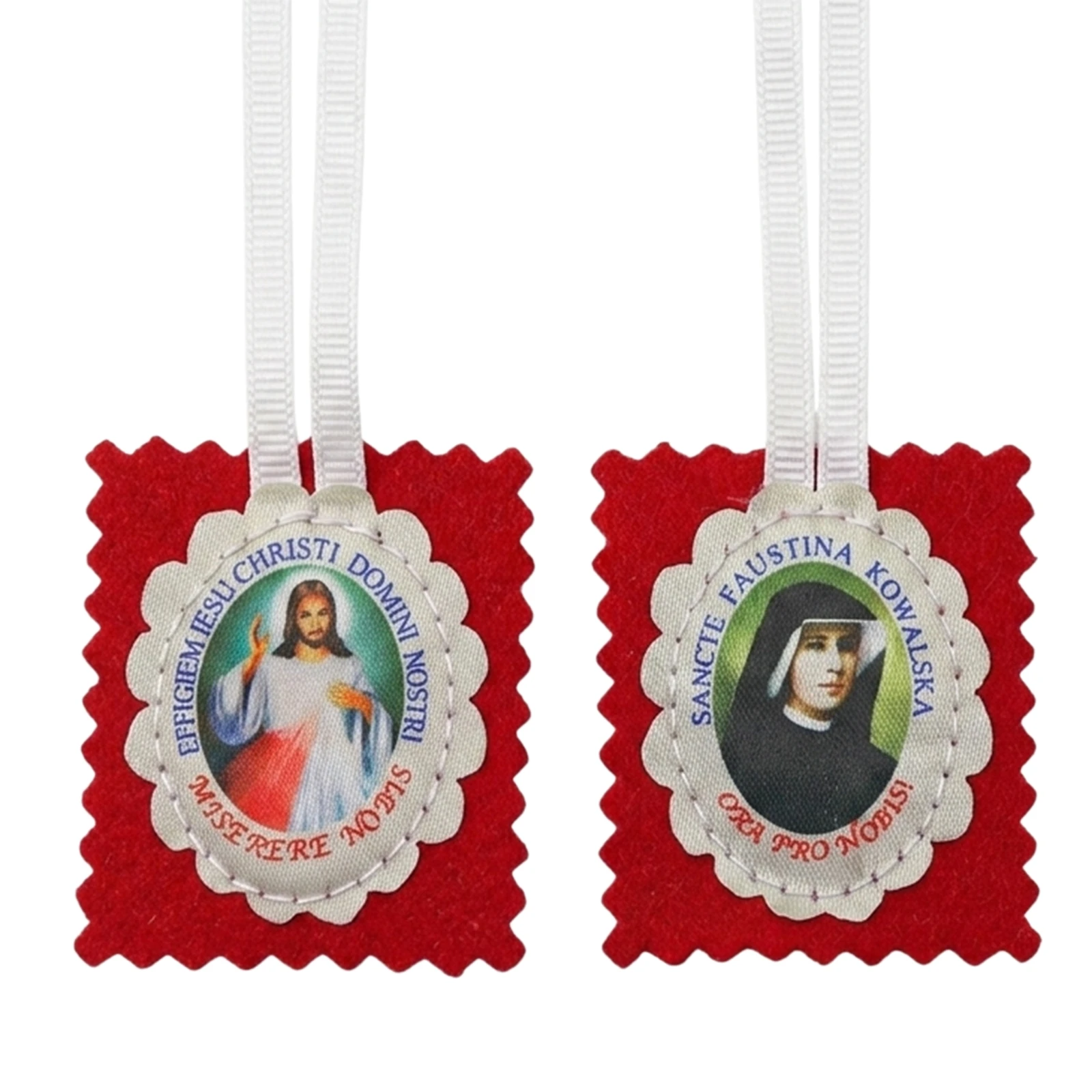Escapulario Católico de Lana Roja 45x53mm con Colgante de Jesús de la Divina Misericordia, Escapulario de la Divina Misericordia, Regalo Cristiano de Protección