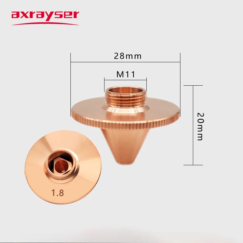 Ugello laser smussato D28 M11 per taglio laser a fibra BOCI Precitec Mahichne Pezzi di ricambio Tubo taglierina a bocca a punta in rame viola 3D