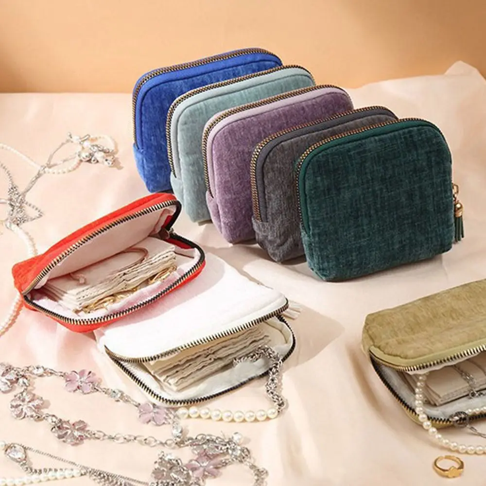 

Creative Gift with Zipper Jewelry Storage Bag Multifunctional Flannel Jewelry Organizer Casual Large Size Organizer Pouch
