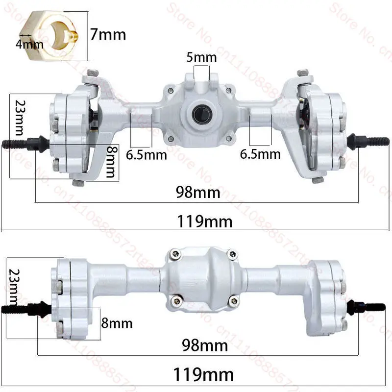 Fms 1/24 Fcx24  Fcx18 Xiaoqi Crusher Remote Control Car Metal Upgrade Accessories Aluminum Alloy Front And Rear Axles Rc