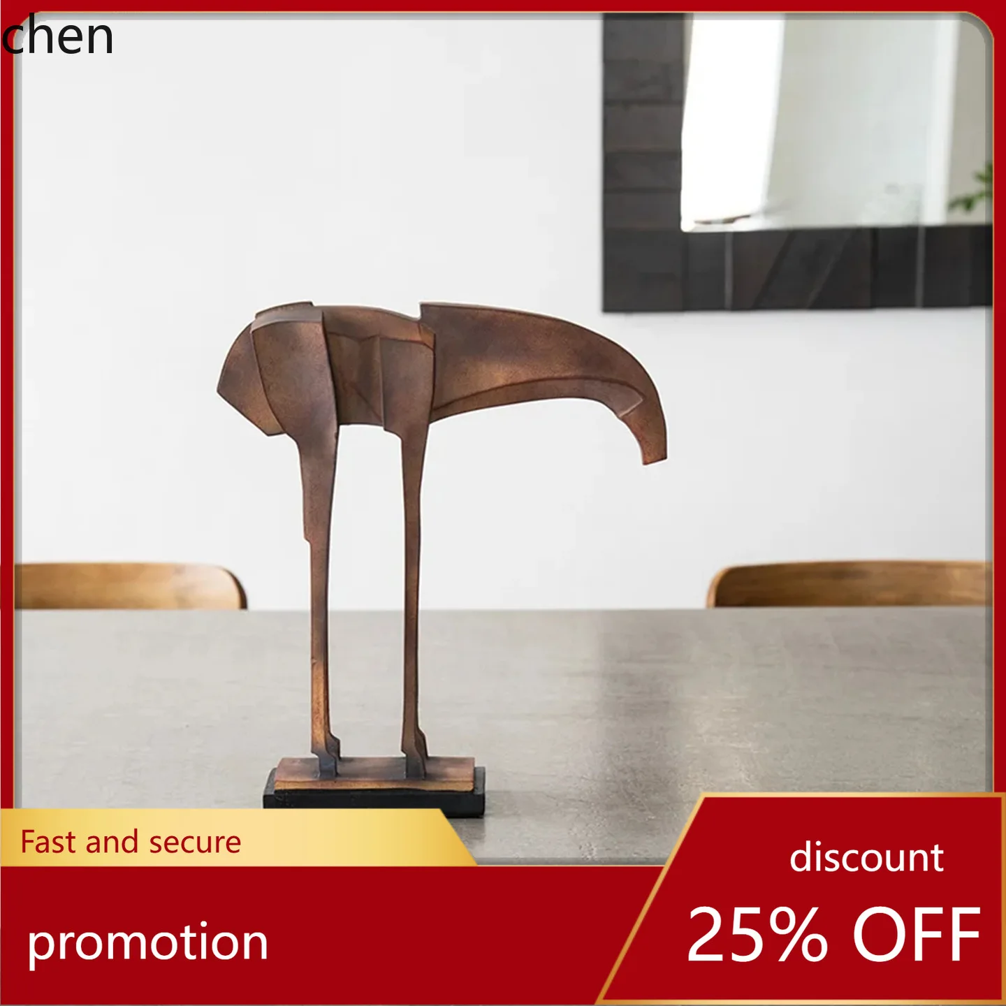 

HT Creative Ornament Abstract Sculpture Artwork Model Room Decoration Soft Furnishing Wooden Horse Resin Ornament