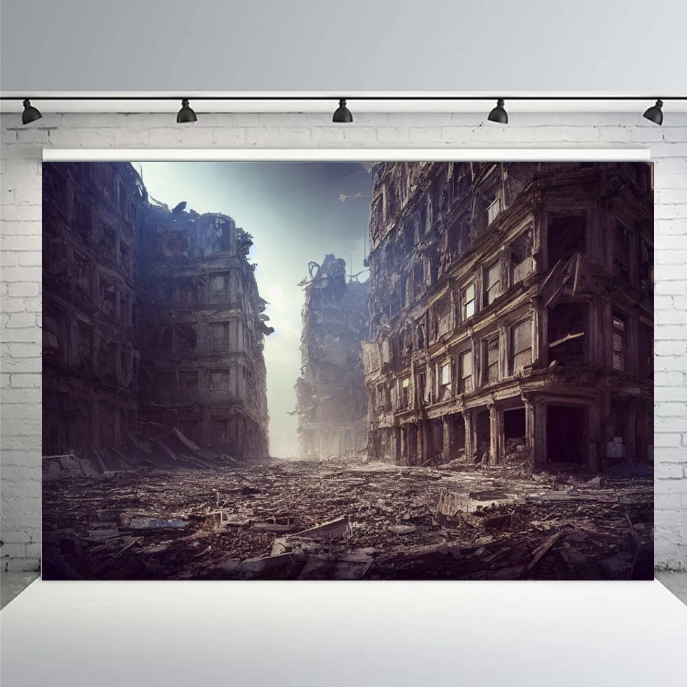 خلفية المدينة المدمرة، مشهد كوارث يوم القيادة، حرق النار البري، بناء الشارع، سيارة الدخان، خلفية الصورة، دعائم تبادل لاطلاق النار في الاستوديو
