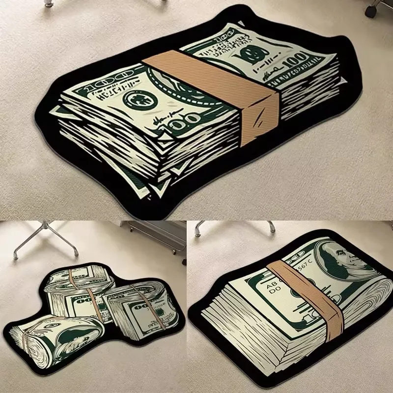 Dollars Rich Floor Mat Irregular Money Rug Funny Money Shaped Carpet Home Decor Bedroom Mat Hallway Balcony Entrance Doormat