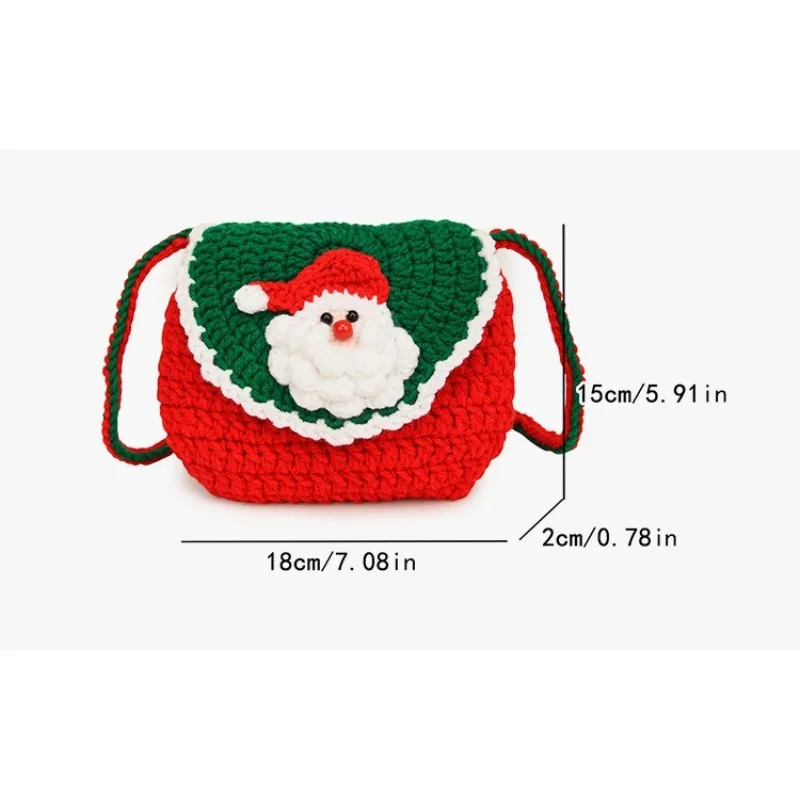 Christmas Woolen Knit Bag Cute and Fashionable Santa Claus One Shoulder Crossbody Bag Women's Horizontal Square Coin Purse