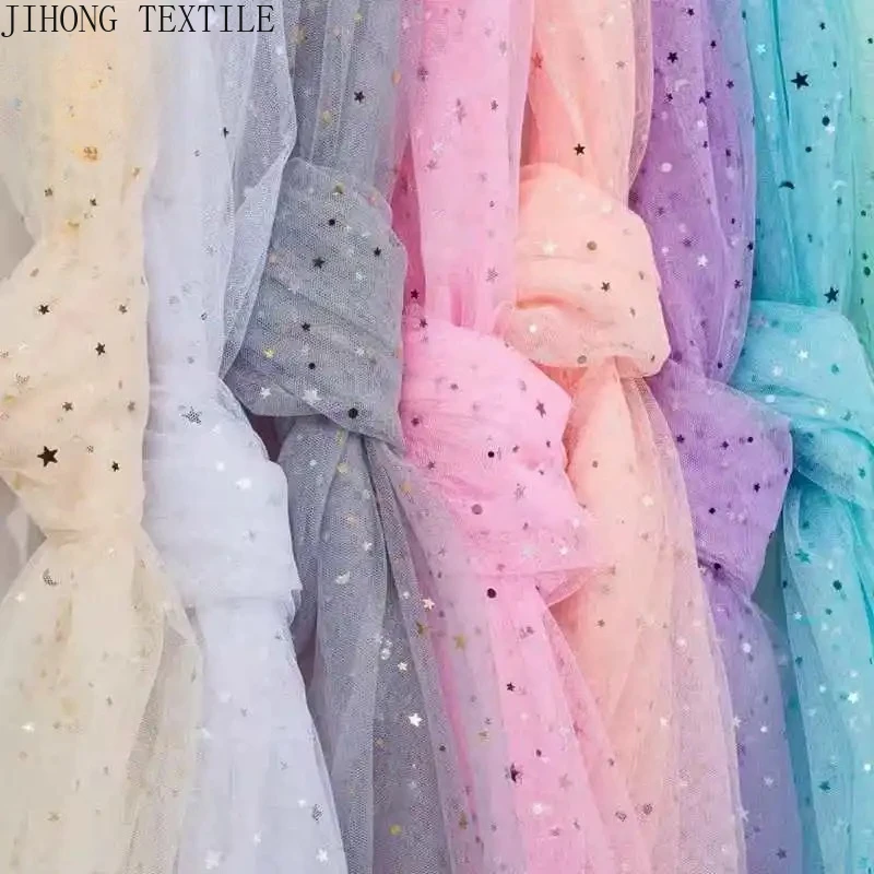 100x150cm Sparkling Tulle Fabric Multiple colors Starry Moon Mesh For DIY Wedding Decoration Or Sewing Children's Dresses