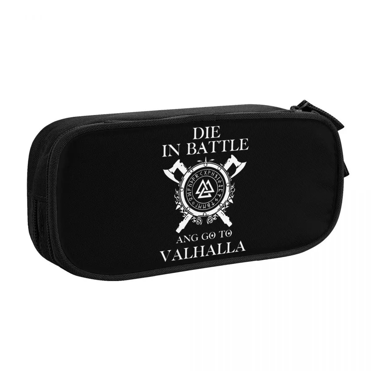 Custom Die In Battle And Go To Valhalla Korean Pencil Cases Large Storage Viking Odin Pencil Bag Pouch Students Stationery