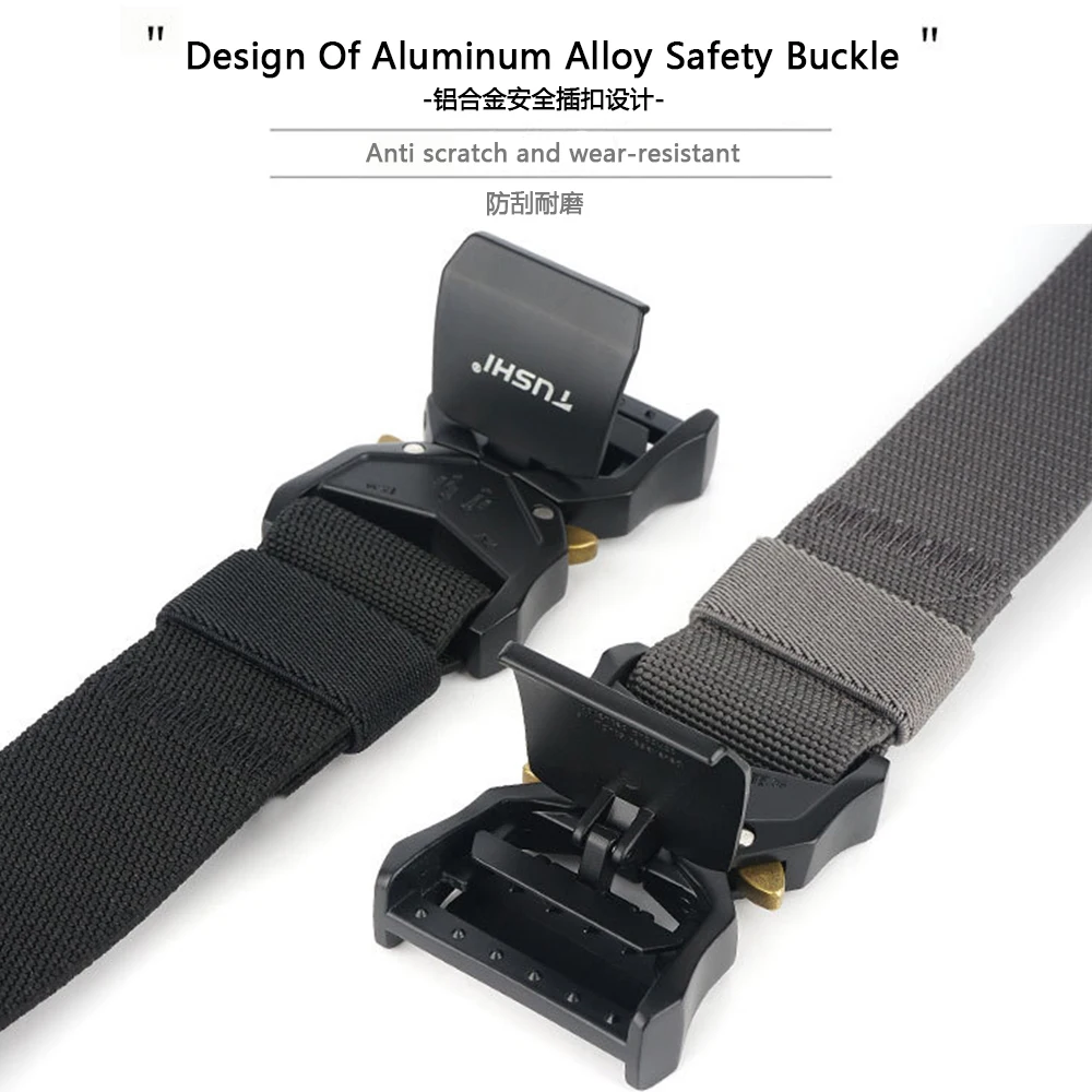 TUSHI Elastic Jeans Belt For Men Aluminum Alloy Pluggable Buckle Training Tactical Belts Comfortable High Quality Male Belt