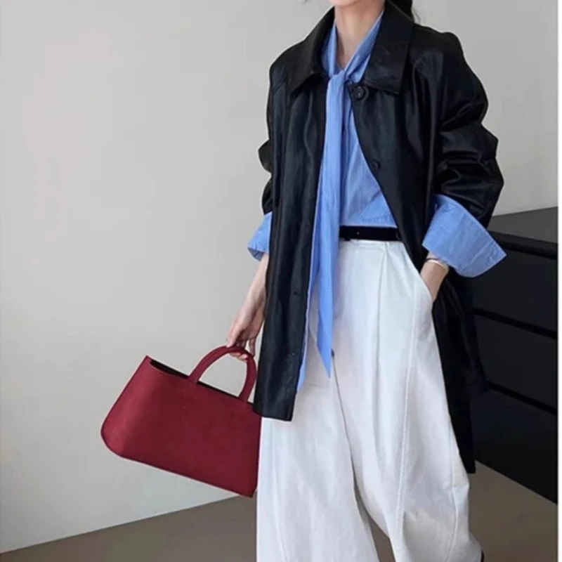 Retro American Coat 2025 Spring and Autumn Button Lapel Women's Casual Jacket