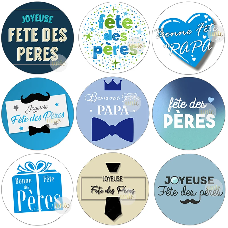 Happy Father's Day Decor Sticker Labels Bonne Fête Des Pères Français Self-adhesive Stickers Party Gift Packing Decor