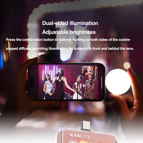 Nanlite Cookie Cookie-S 바이컬러 미니 셀카 조명 2.3w 3200-5600K 포켓 라이트 타입-C 스마트폰용