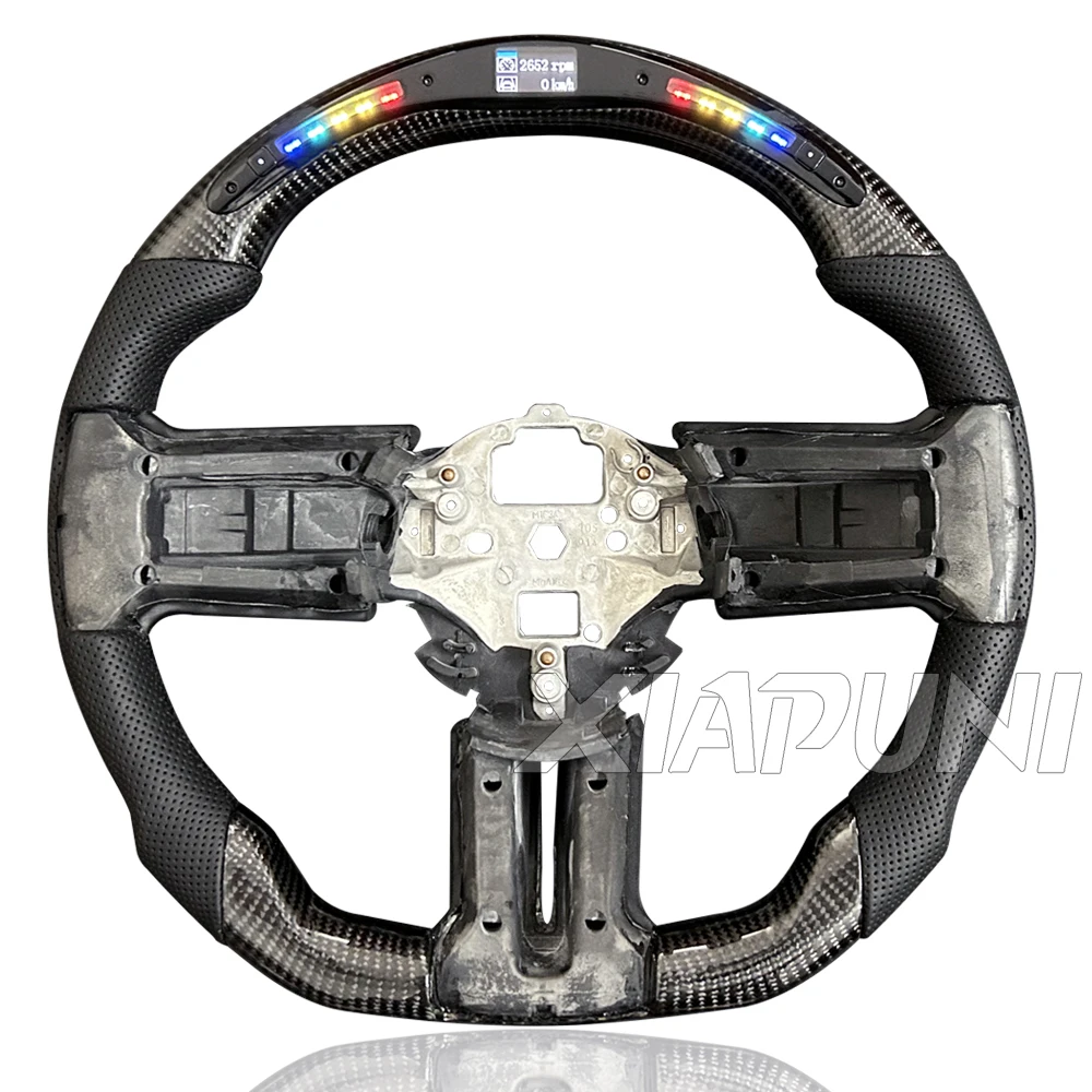 LED RPM Carbon Fiber Steering Wheel For Mustang Steering Wheel 2012-2014 Customized Racing Steering Wheel