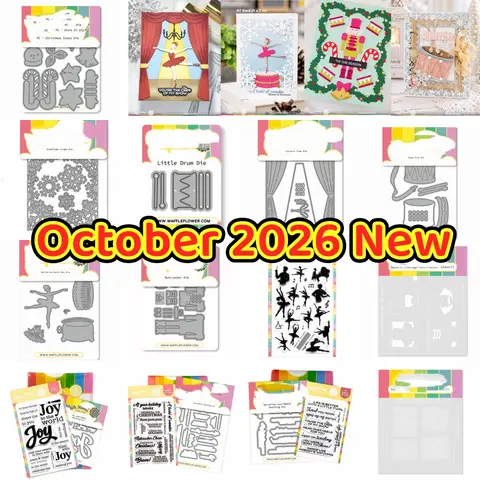 October 2026 New Joyful Notes Christmas Ballerina Music Box Metal Cutting Dies Clear Stamps Stencil For DIY Scrapbook Paper
