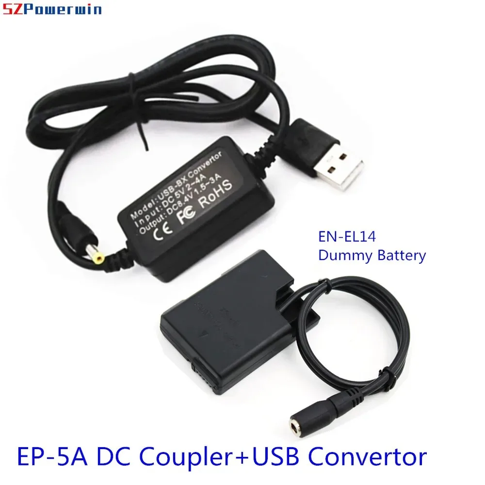 USB-адаптер, зарядный кабель EN-EL14, фиктивный аккумулятор EP-5A, соединитель постоянного тока для камеры Nikon P7000 P7800 D5500 D5600 D3300 D5100 D5300