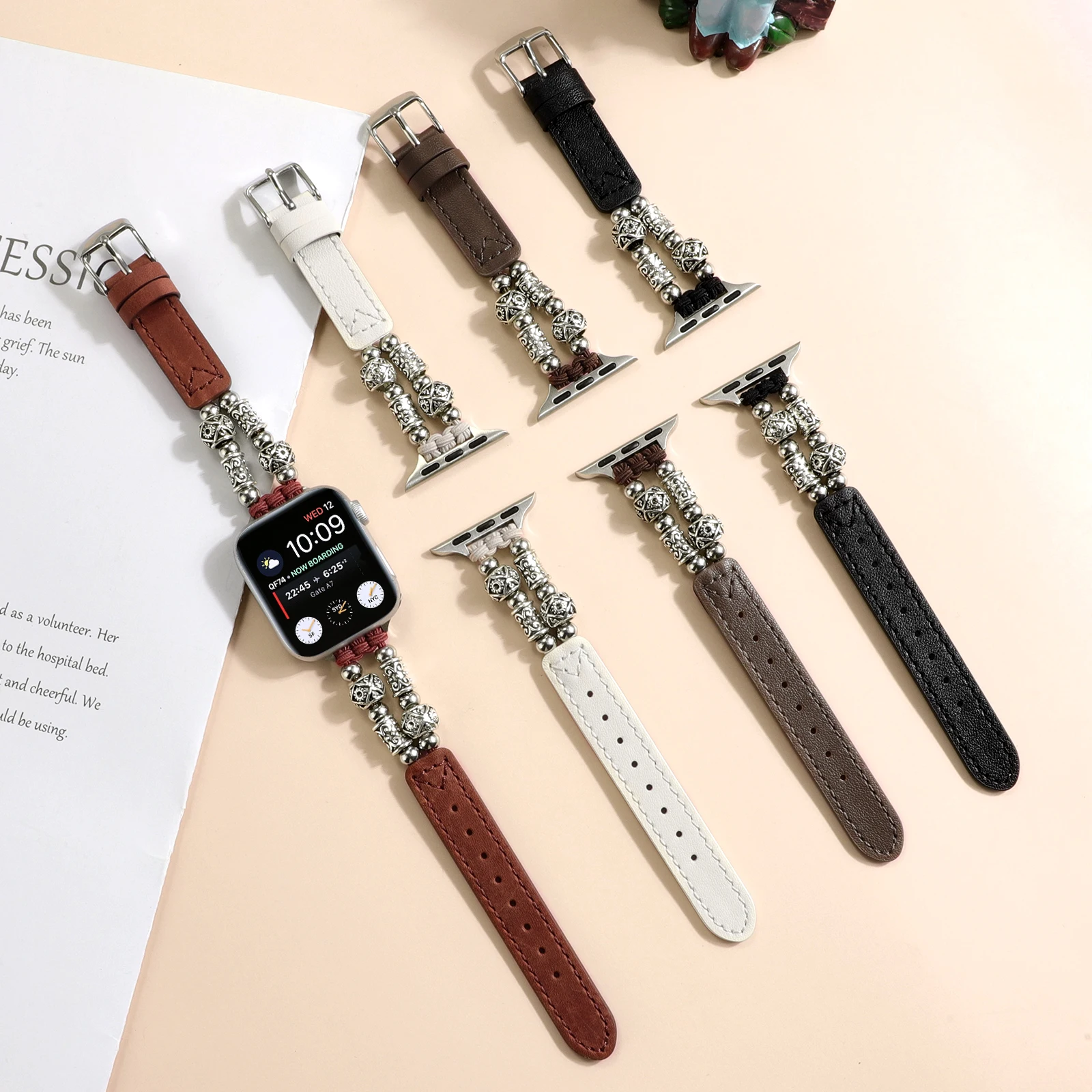 

Leather Strap For Apple Watch Band 49mm 45mm 44mm 41mm 40mm 42mm 38mm Bracelet Wristband Belt iWatch Ultra 8 7 6 5 4 3 SE Correa