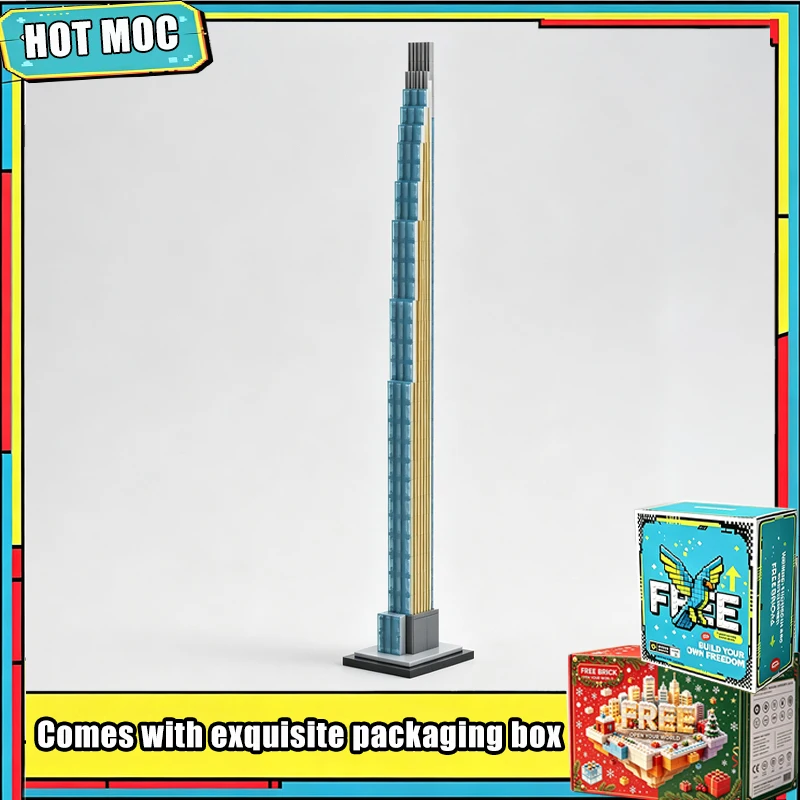 634PCS Supertall Slim Skyscraper MOC Building Blocks Model 1 800 Scale Architecture Tower DIY Assembly Educational Creative Gift