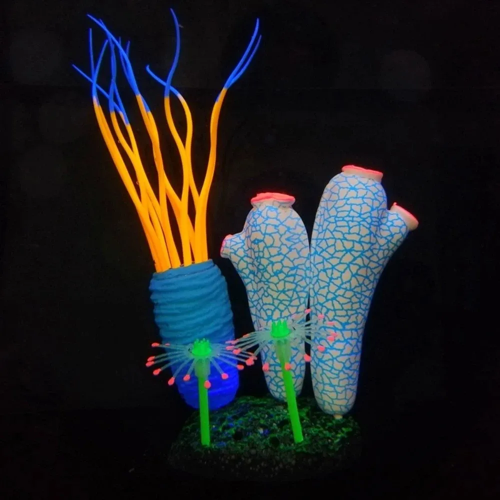 

Luminous Simulated Sea Squirt Silicone Realistic Underwater Plants Colorful Lifelike Artificial Mushroom Ornament