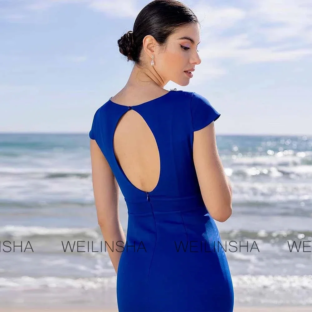 Customized Elegant Mother of the Bride Dress Sheath/Column Bridal Dress  V-neck Pearls Rhinestones Hollow Prom Dress Long